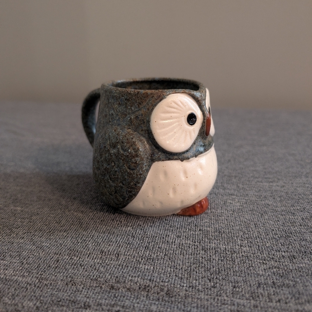 3/$30 | Vintage Kotobuki Lucky Fukuro Owl Mug, Blue/Grey, Made in Japan - Picture 2 of 5